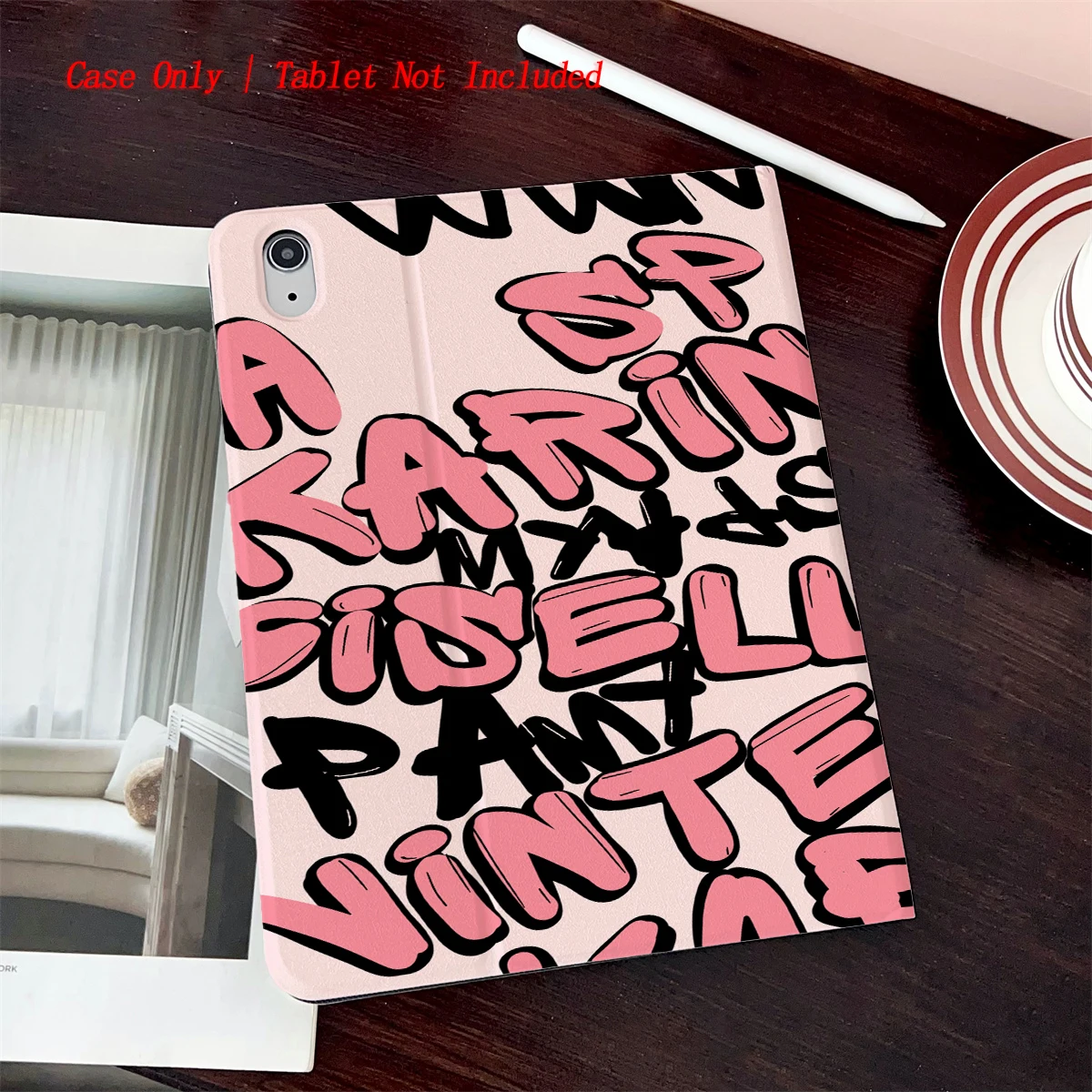 

8 Fresh Style Printed iPad Case, 360° Rotating Stand & Pen Slot,Book Style, Auto Sleep/Wake, Compatible with Various Apple iPads