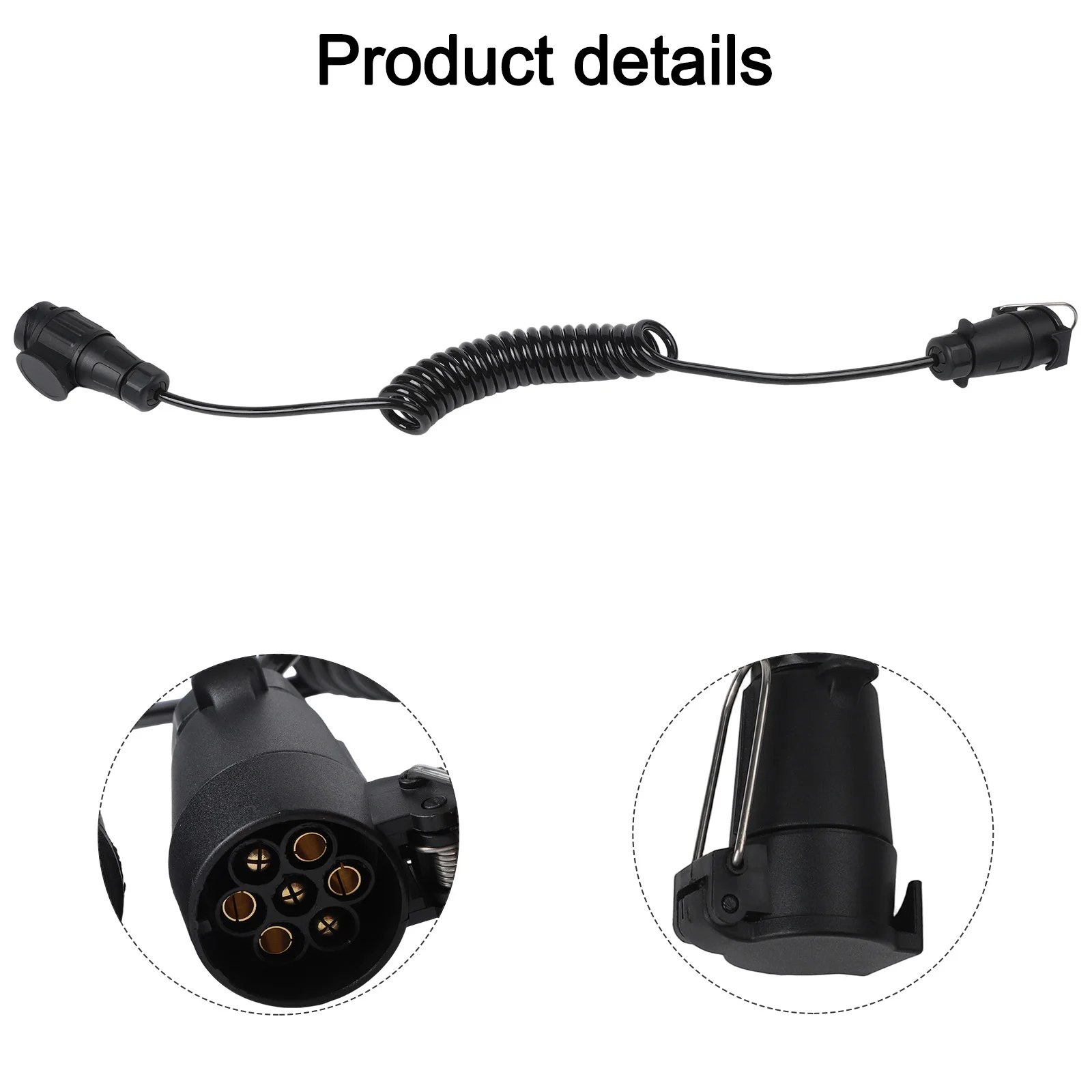 

For Heavy Use 13-Pin Trailer Connector 3 Meters Connector Heavy Use Black Robust Construction Spring Wire Design