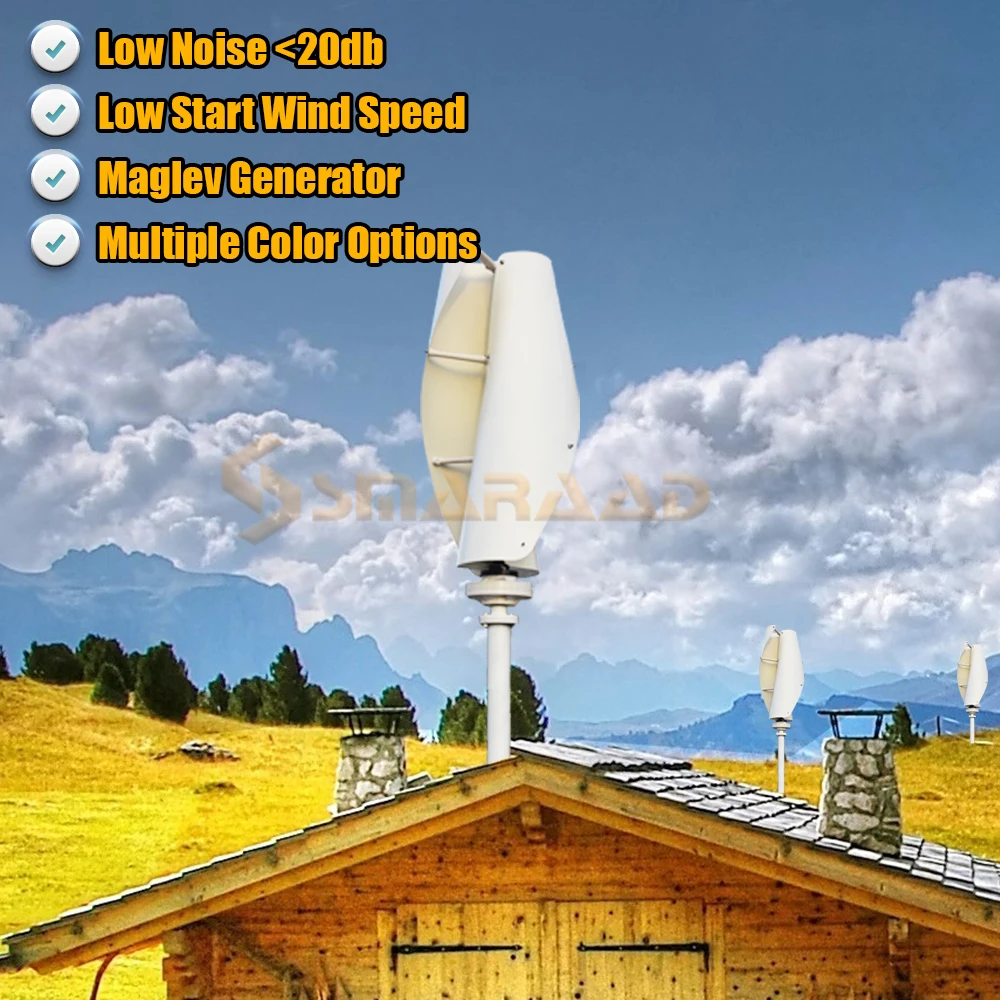 1000W Vertical Low Speed New Energy Small Windmill Vertical Wind Turbine Generators Maglev VAWTFor Homeuse Farm Boat