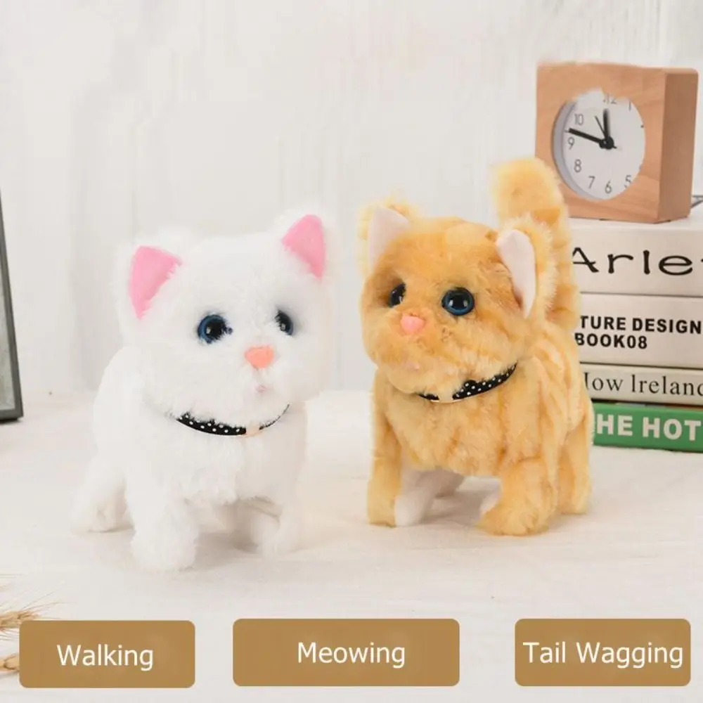

Interactive Cat Plush Toy with Sound Walking Wagging Tail Electronic Plush Toy Soft to Touch Plush Companion