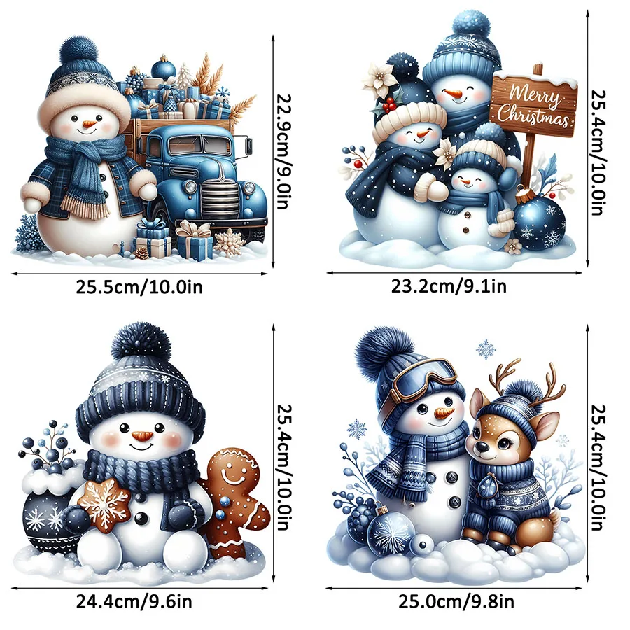 Merry Christmas Snowman Iron-On Heat Transfer Patch Sticke Decals T-shirts Sweatshirts Bags Clothing Fabric Winter Xmas Decor