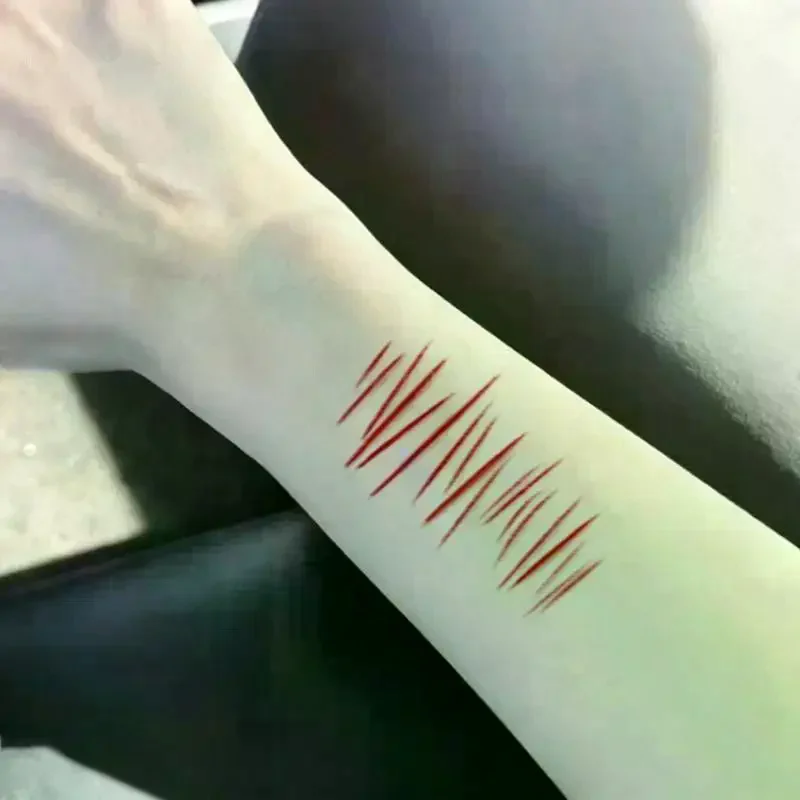 5 Sheets 3D Fake Wound Scar Temporary Tattoos For Adult Halloween Cosplay Party