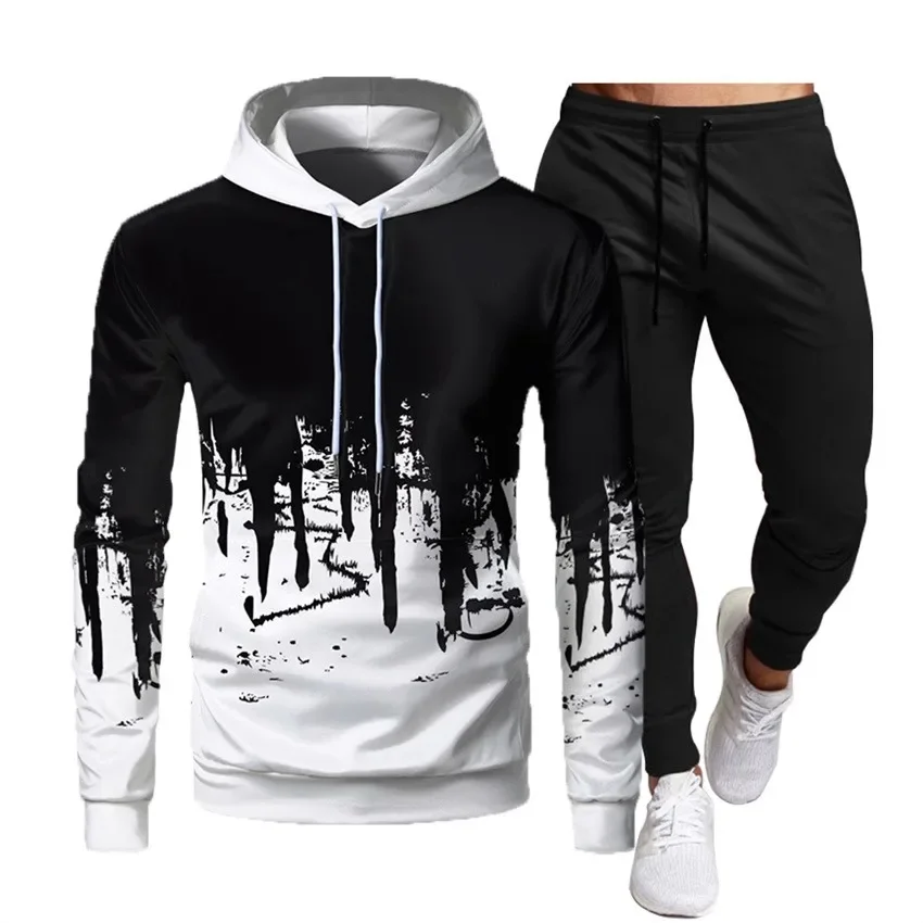 Women Winter hoodies Men Tracksuit 2 Piees Sets Hooded Sweatshirt Men Women Autumn Hoodies Pants Male Hoodies Running Sportswear