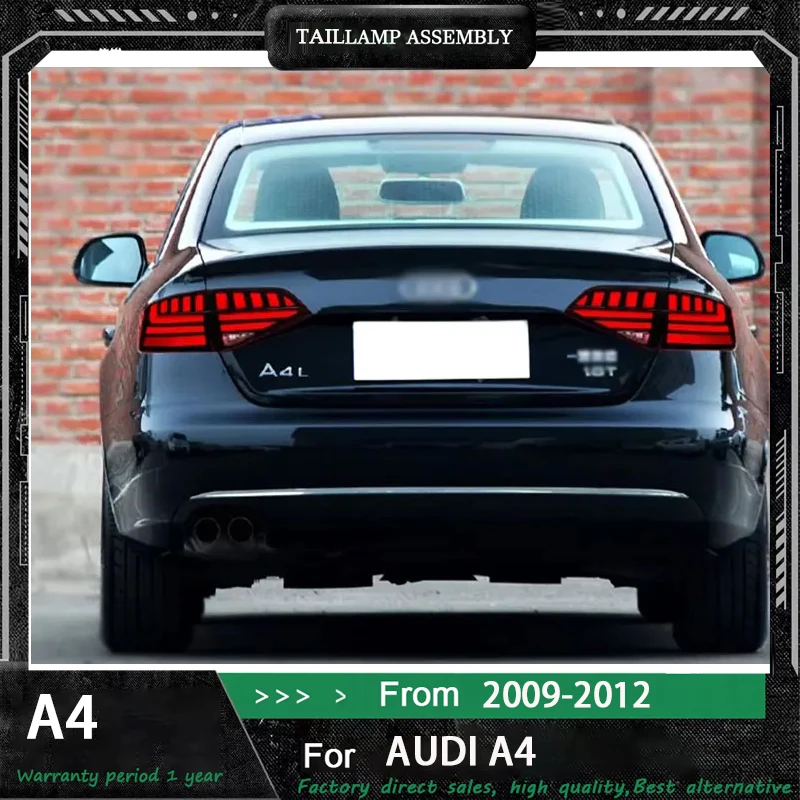 

Задний фонарь автозапчастей для Audi A4 2009-2012, задний фонарь в сборе, светодиодные направляющие, стоп-сигналы заднего хода, аксессуар Plug and Play