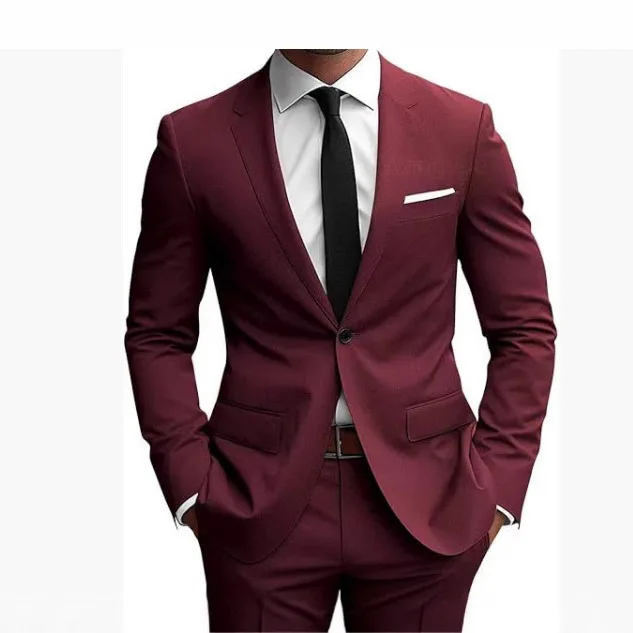 

Solid Color Men's Suit Casual Suit Trousers Two-piece Suit Wedding Dinner Blazer