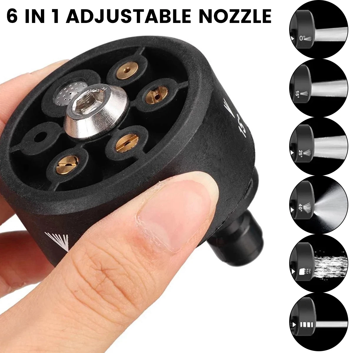 High Pressure Washer Spray Nozzle 6-In-1 Water Gun Nozzle Adjustable Car Wash Gun Quick Jet Tips for Wash Auto Garden Irrigation
