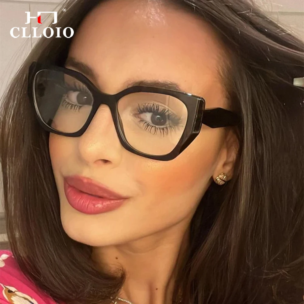 CLLOIO Fashion Women Reading Glasses Gradual Cat Eye Myopia Optical Glasses Frame Anti Blue Ray Prescription Glasses Customized