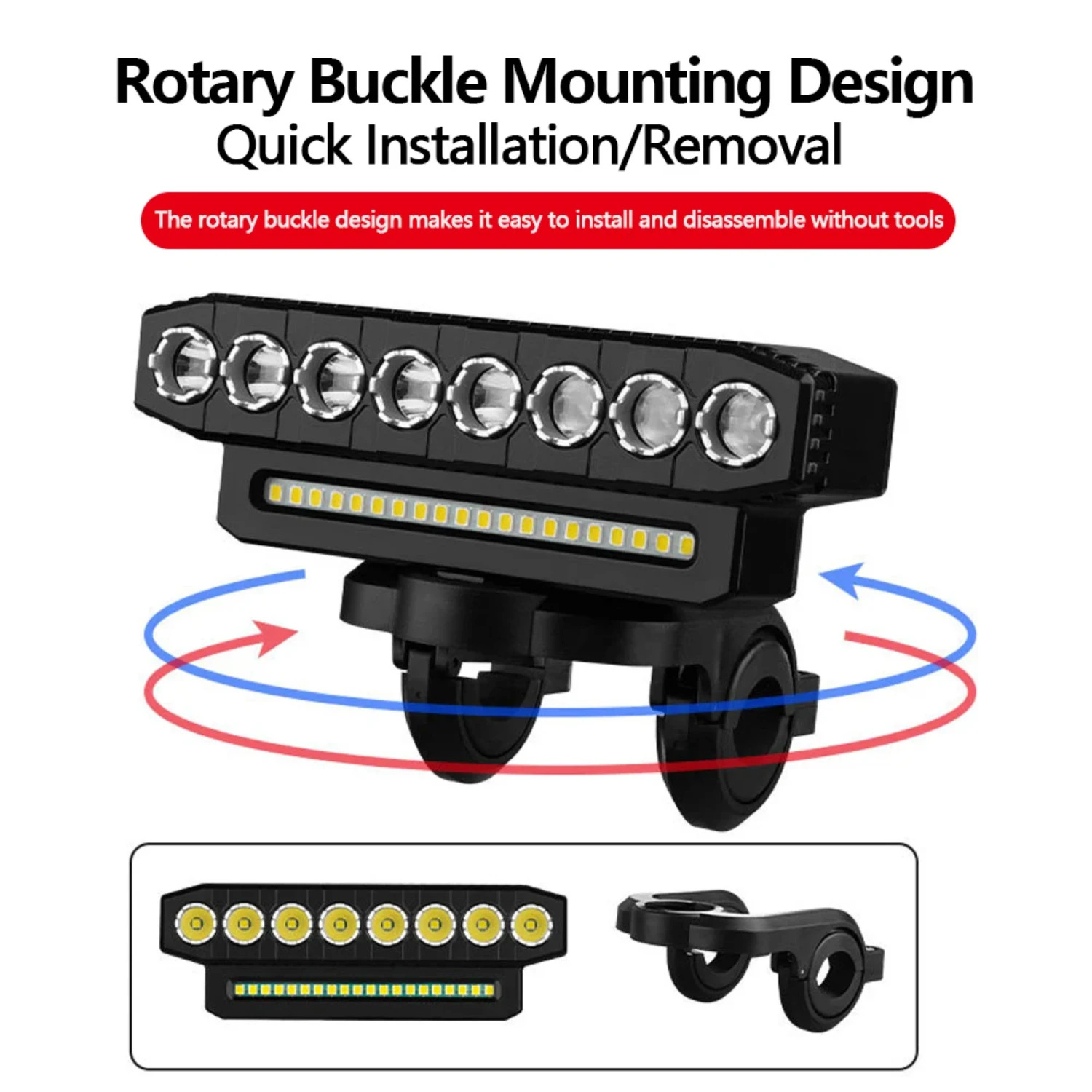 Lampu Depan Sepeda USB Isi Ulang 120dB Lampu Depan Sepeda Tahan Air 6 Mode Pencahayaan Lampu Depan Bel Sepeda Mudah Dipasang