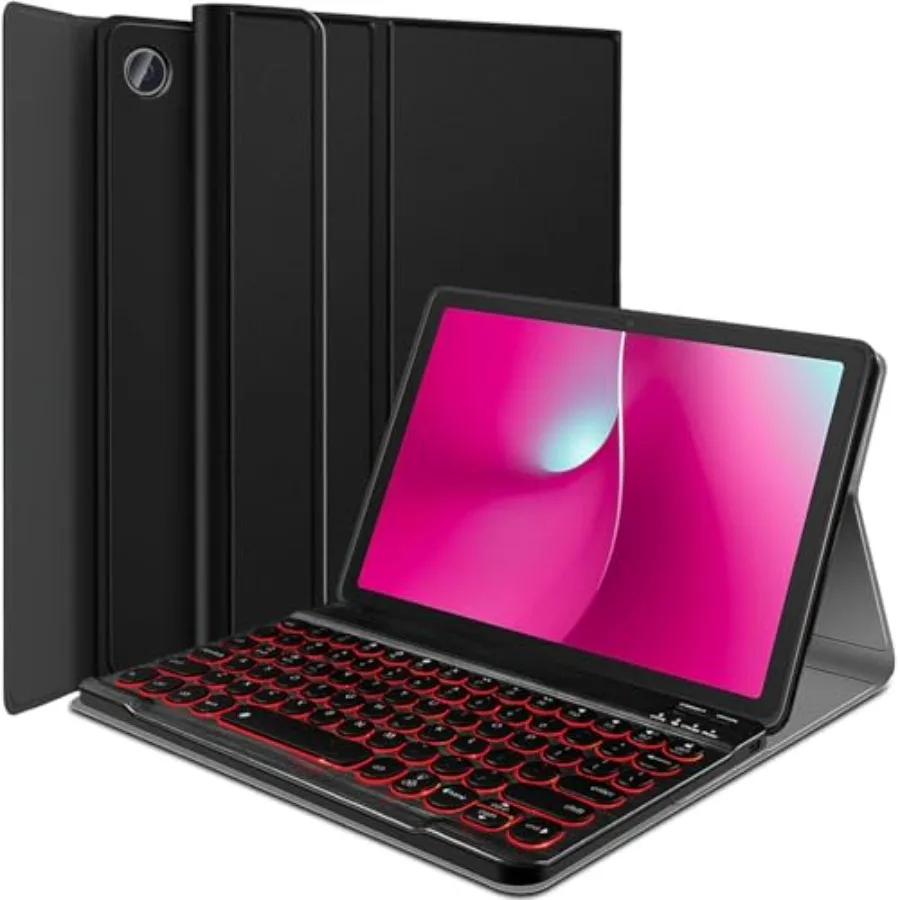 

Backlit Keyboard Case for T-Mobile REVVL Tab 2 2025 Release 10.1 7 Colors Light Magnetically Detachable Wireless Keyboard with