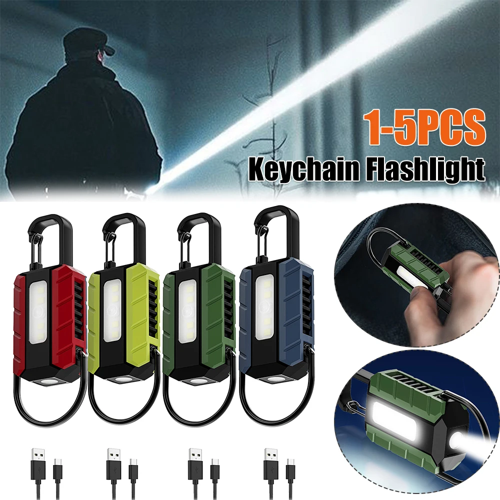 المفاتيح مصباح يدوي USB قابلة للشحن مصباح ليد جيب مصباح يدوي صغير للتخييم في الهواء الطلق المشي لمسافات طويلة في حالات الطوارئ #2