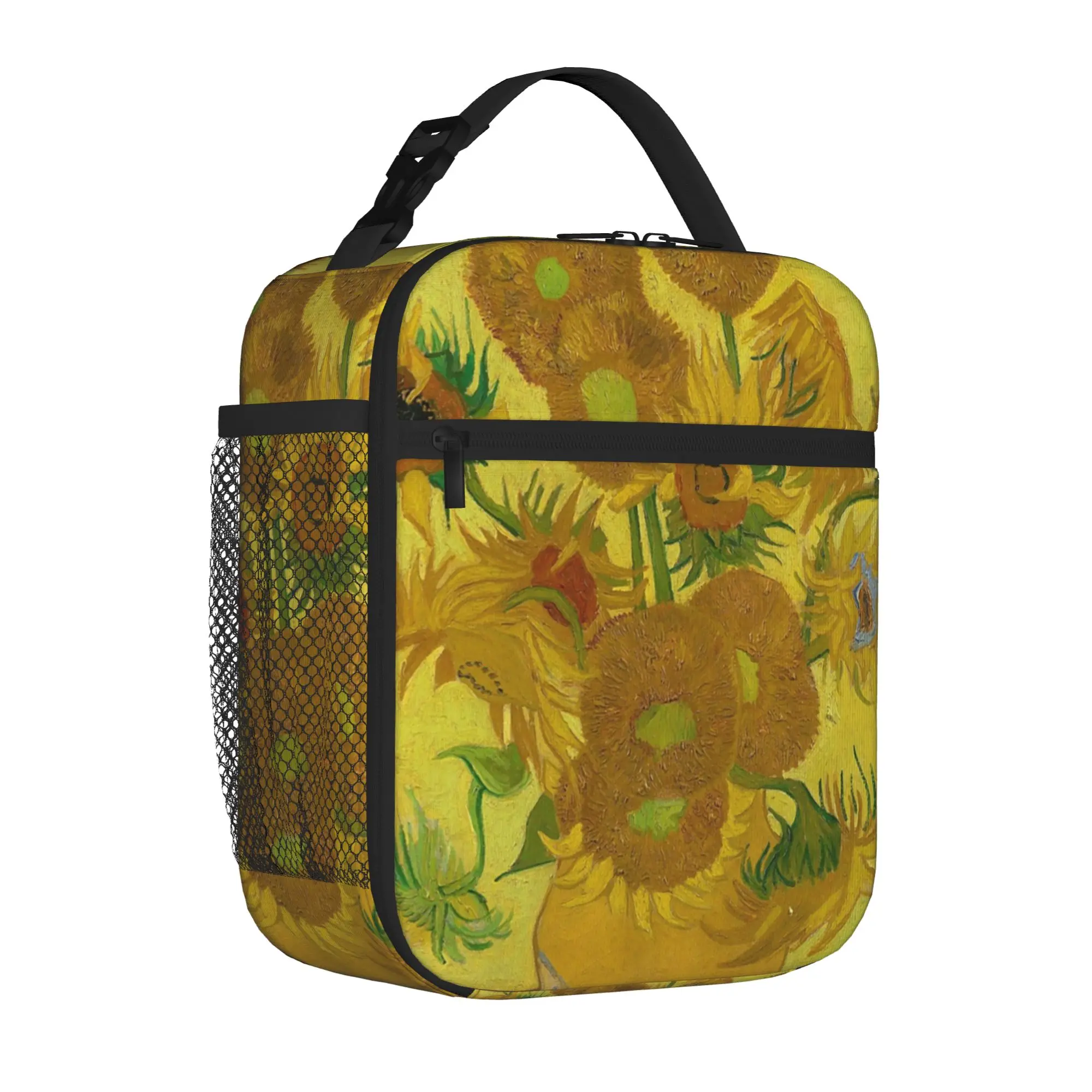Vincent Van Gogh Sunflowers Tote Thermal Cooler Bag Famous oil painting Lightweight Insulated Lunch Bags Food Bento Box Outdoor