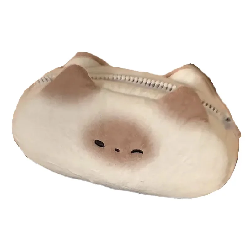 Imagem -05 - Japonês Bonito dos Desenhos Animados Gato Siamês Pupu Pão Caneta de Pelúcia Bolsa Grande Capacidade Kawaii Menino Menina Lápis Case Papelaria Material Escolar