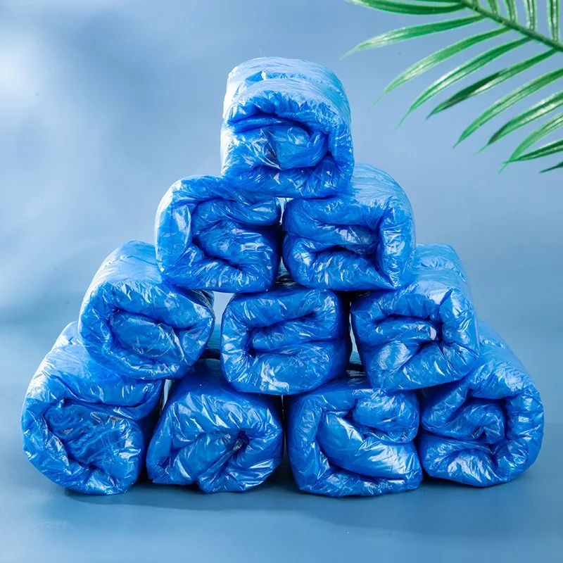 100Pcs Disposable PE Shoe Covers – Thickened Waterproof Non-Slip Booties, Dust-Proof & Wear-Resistant for Indoor Use