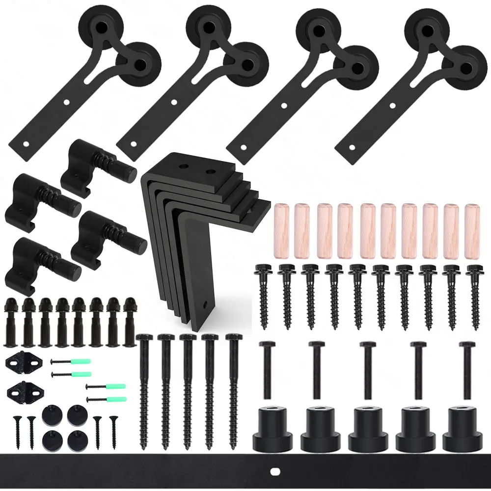 CCJH Sliding Barn Door Hardware Kit Ceiling Mount Sliding Door Track Accessory Kit Double Sliding Interior Door Y Shape