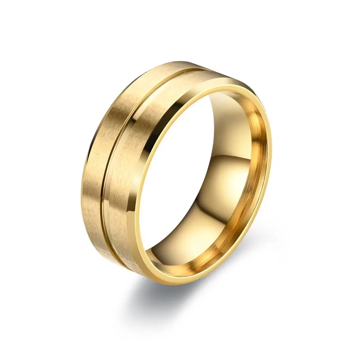 8MM Titanstahlring für Herren, schlichte Edelstahlringe, trendige Regenbogen-Rillenringe, Party-Schmuck, Accessoires, Geschenke – Detail 3