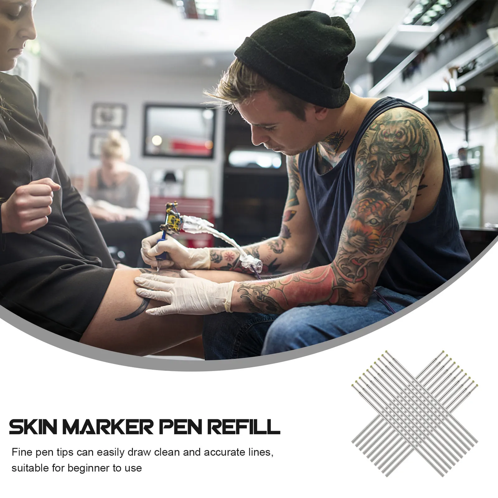 20Pcs Safe Skin-Safe Tattoo Marker Refills Excellent Fade-Resistant Ink Clear Tattooing Tools Stencil Outline