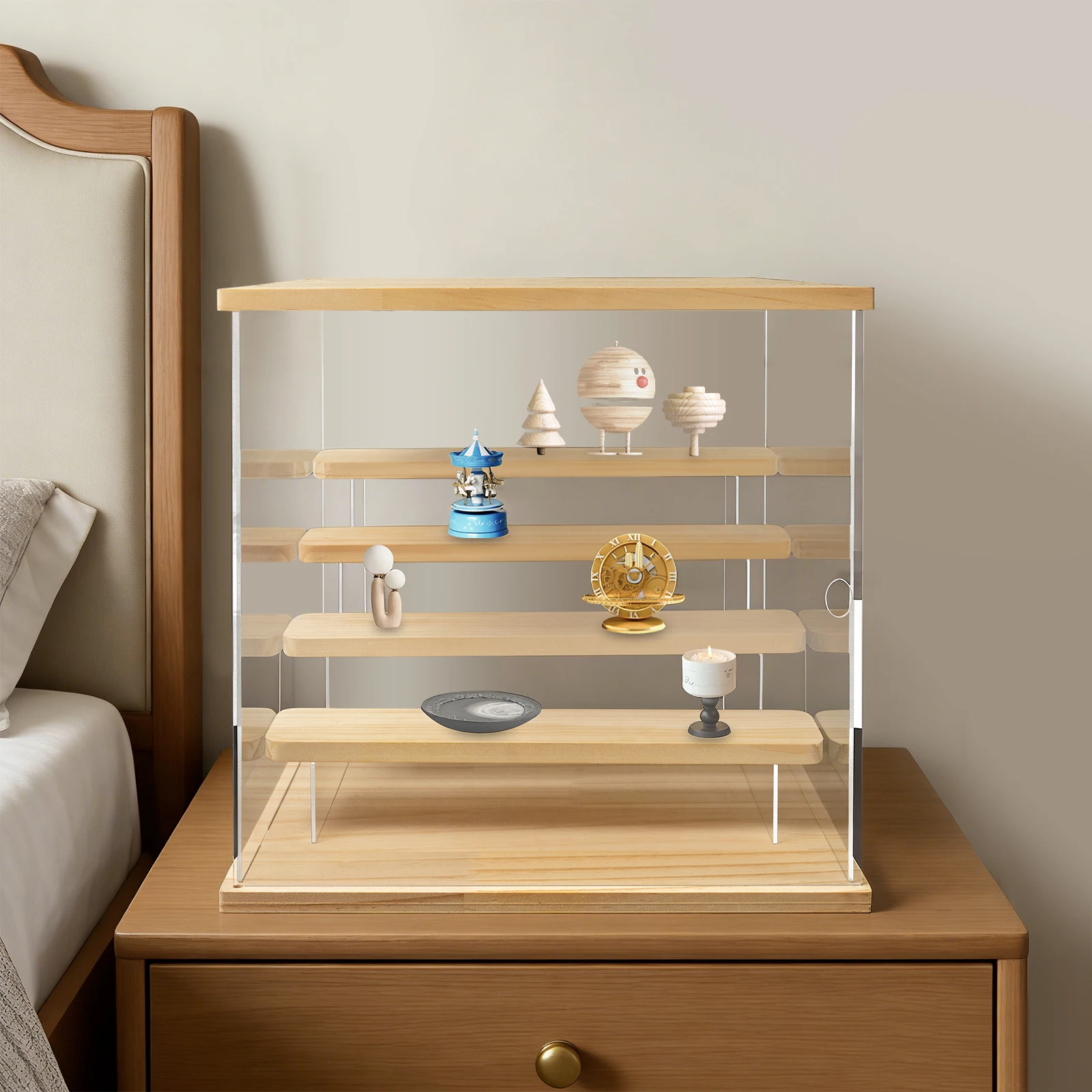 

Acrylic Display Case, 5 Tier Lighted Transparent Acrylic Display Box with LED Lights, USB Powered Showcase for Collectibles