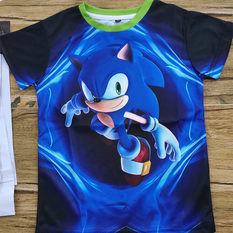 3-14Y Youth Cloth Sonic T-shirt Kids Boys Girls Clothes Child Girl Tops Children's Clothing Summer Tee Shirt Boy Cartoon Tees