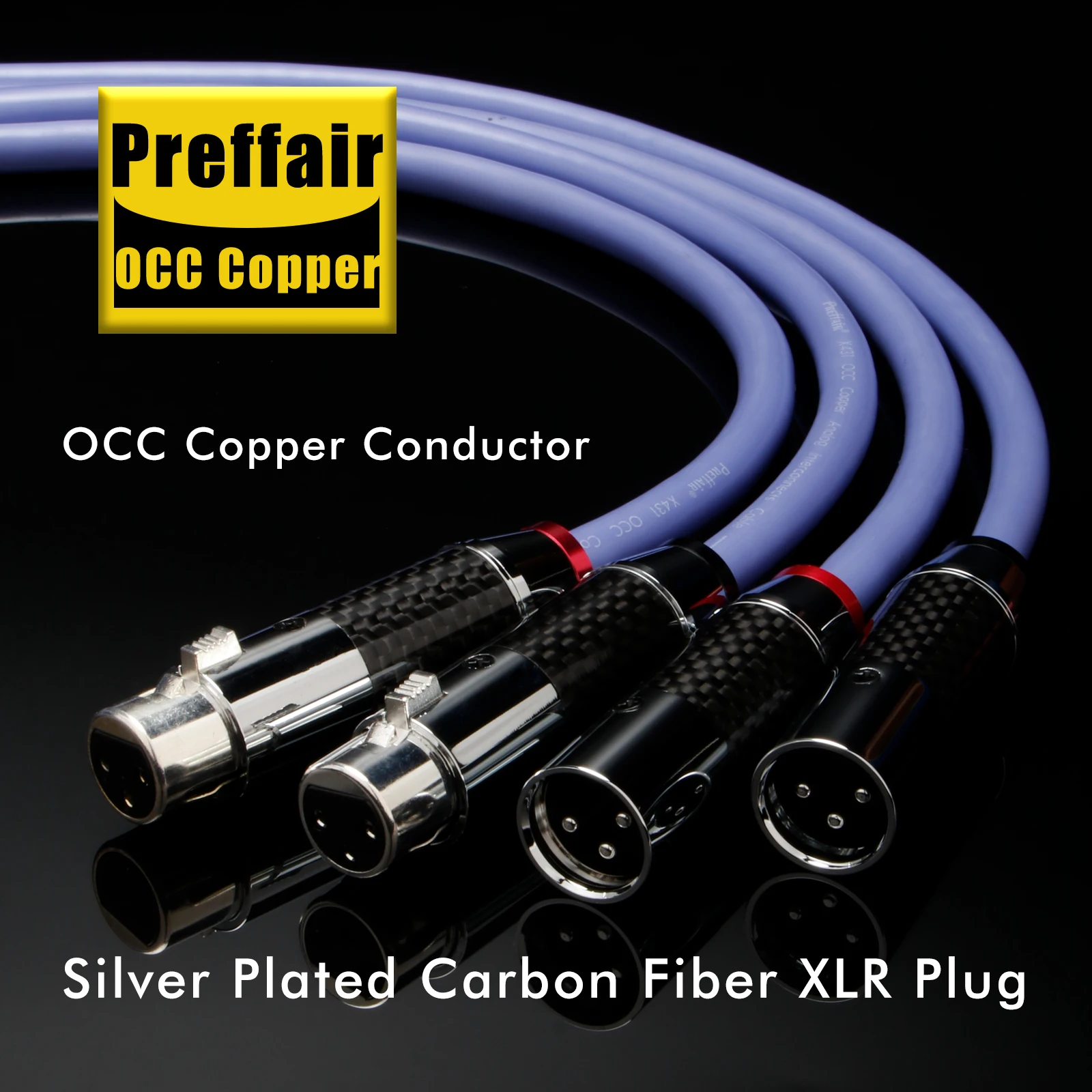 Paar-XLR-Kabel, 3-poliges XLR-Symmetriekabel, OCC versilbert, RCA-zu-XLR-Verbindungskabel für Verstärker mit Carbonfaser-Stecker – Detail 1