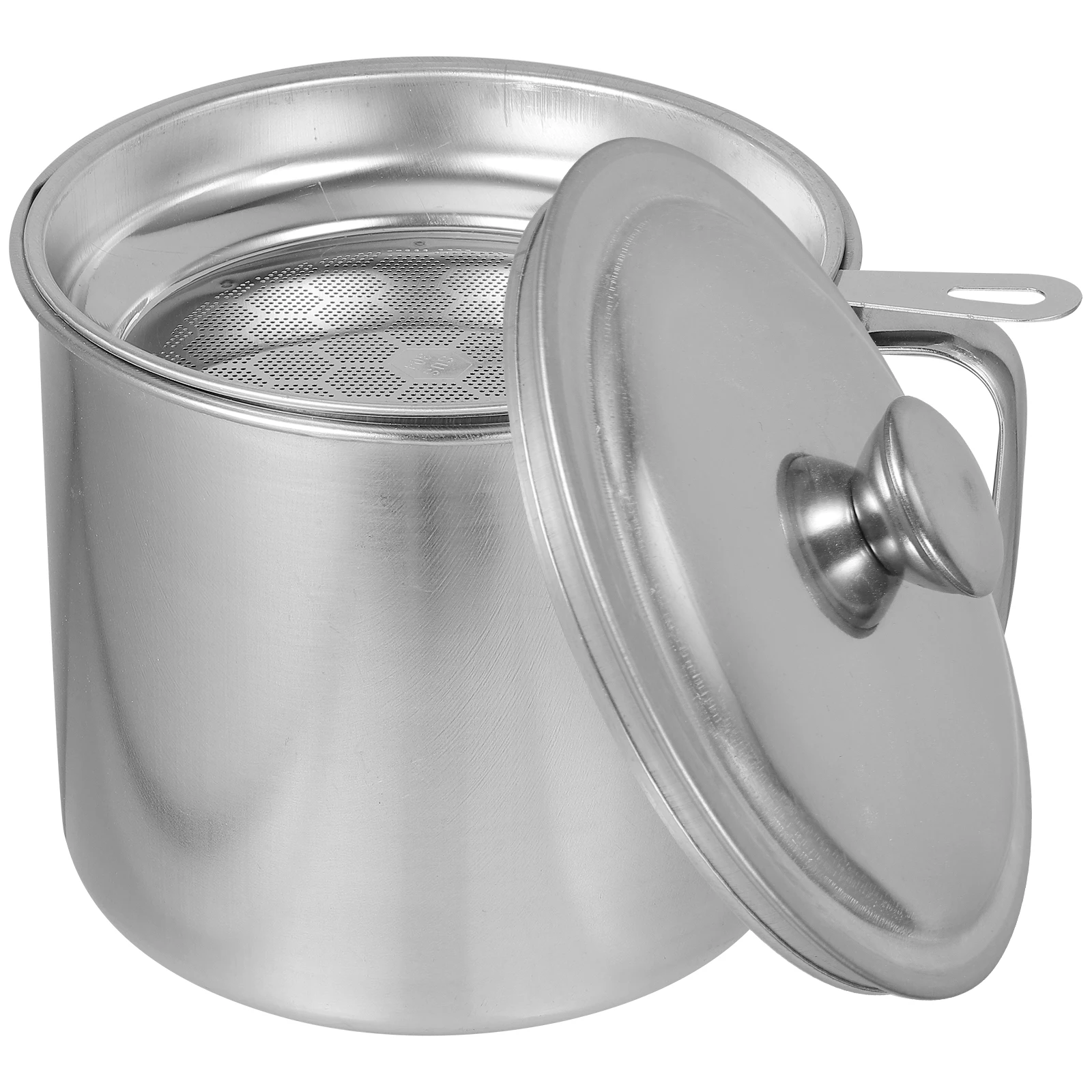 

Stainless Steel 1.4L Storage Cup Premium Filtered Oil Container With Removable Strainer Silver Easy Clean Oil Strainer