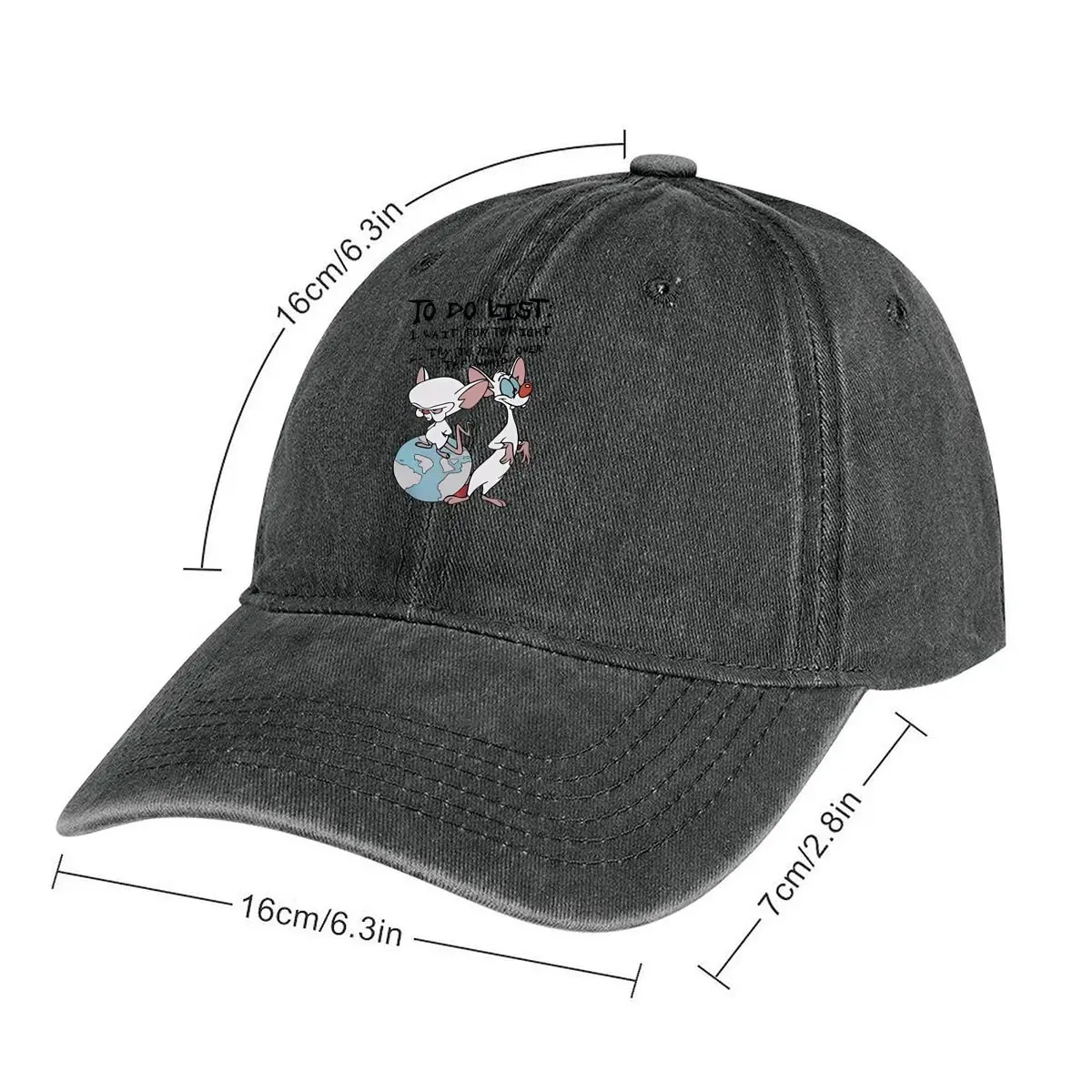 Pinky and the Brain To - Do Classic Cartoon Characters' Humorous List Washed Baseball Cap