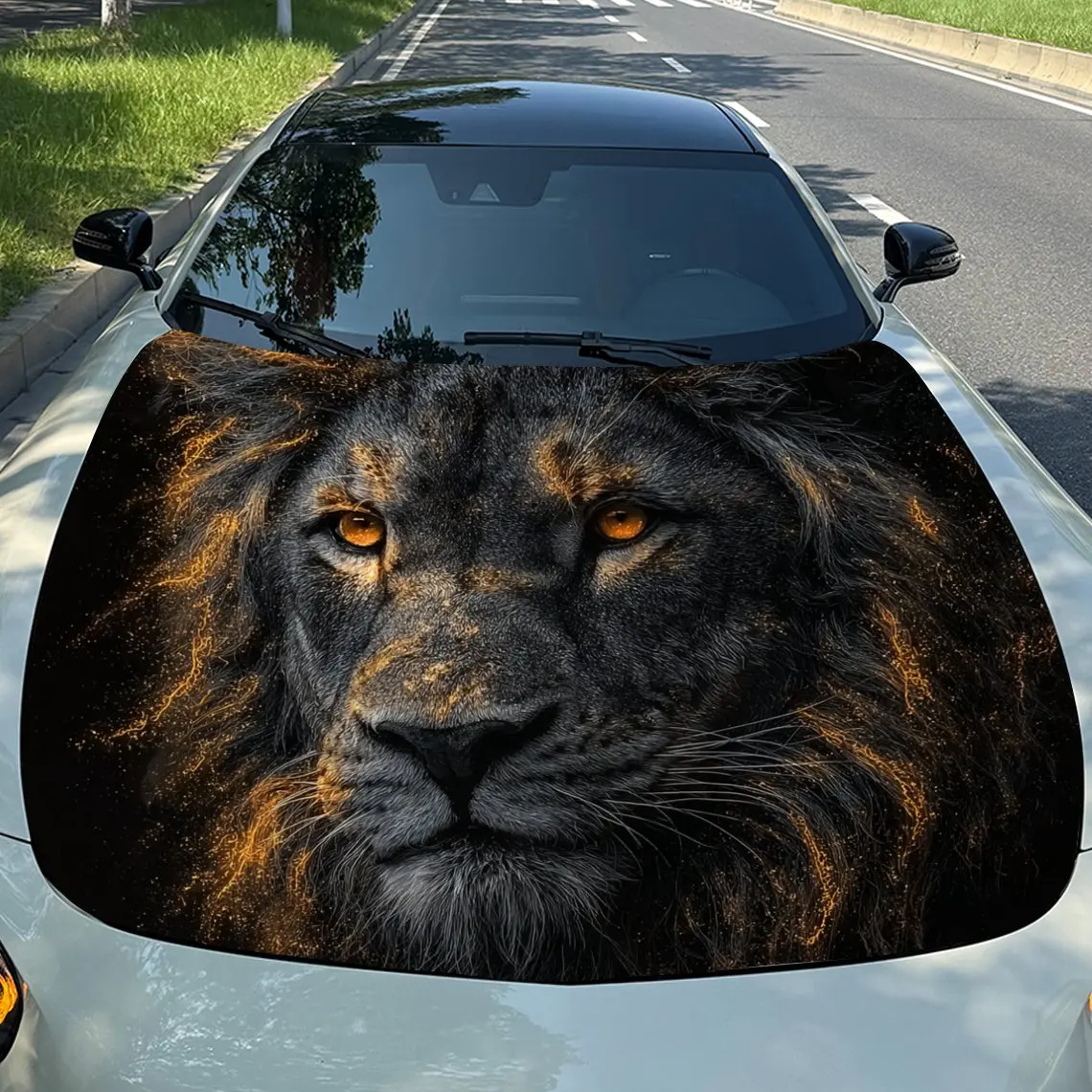 

Golden Spotted Lion Car Hood Decal Sticker - Durable Vinyl Wrap For Cars, Trucks, SUVs - Weather-Resistant Protective Film, Easy