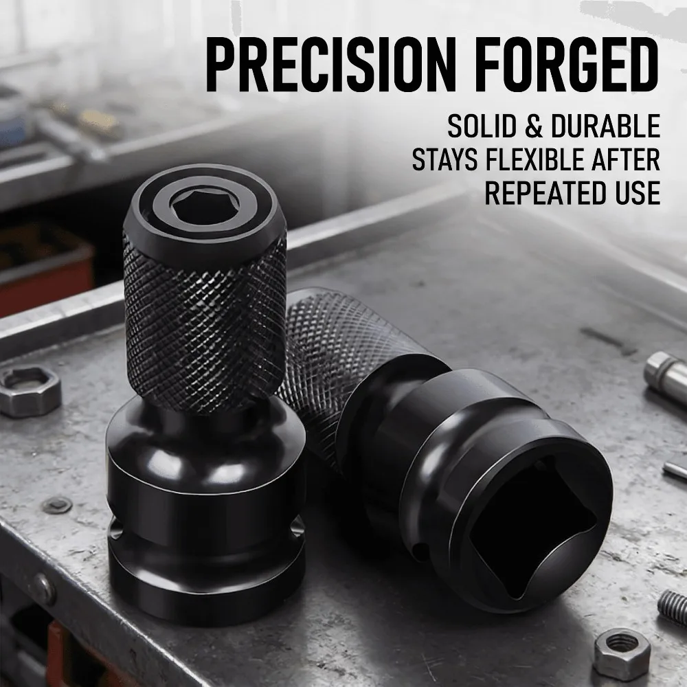 Five-Piece Wrench Bit Set, Including Wrench Adapter, Adapter Cover, Hexagonal, 1/2 Inch to 1/4 Inch Drill Bit Adapter