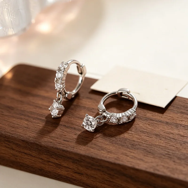925 Sterling Silver Clip Earrings Hoop Elegant Teardrop Dangle Polished Dazzling Heart For Women Jewelry Gift Dropship Wholesale