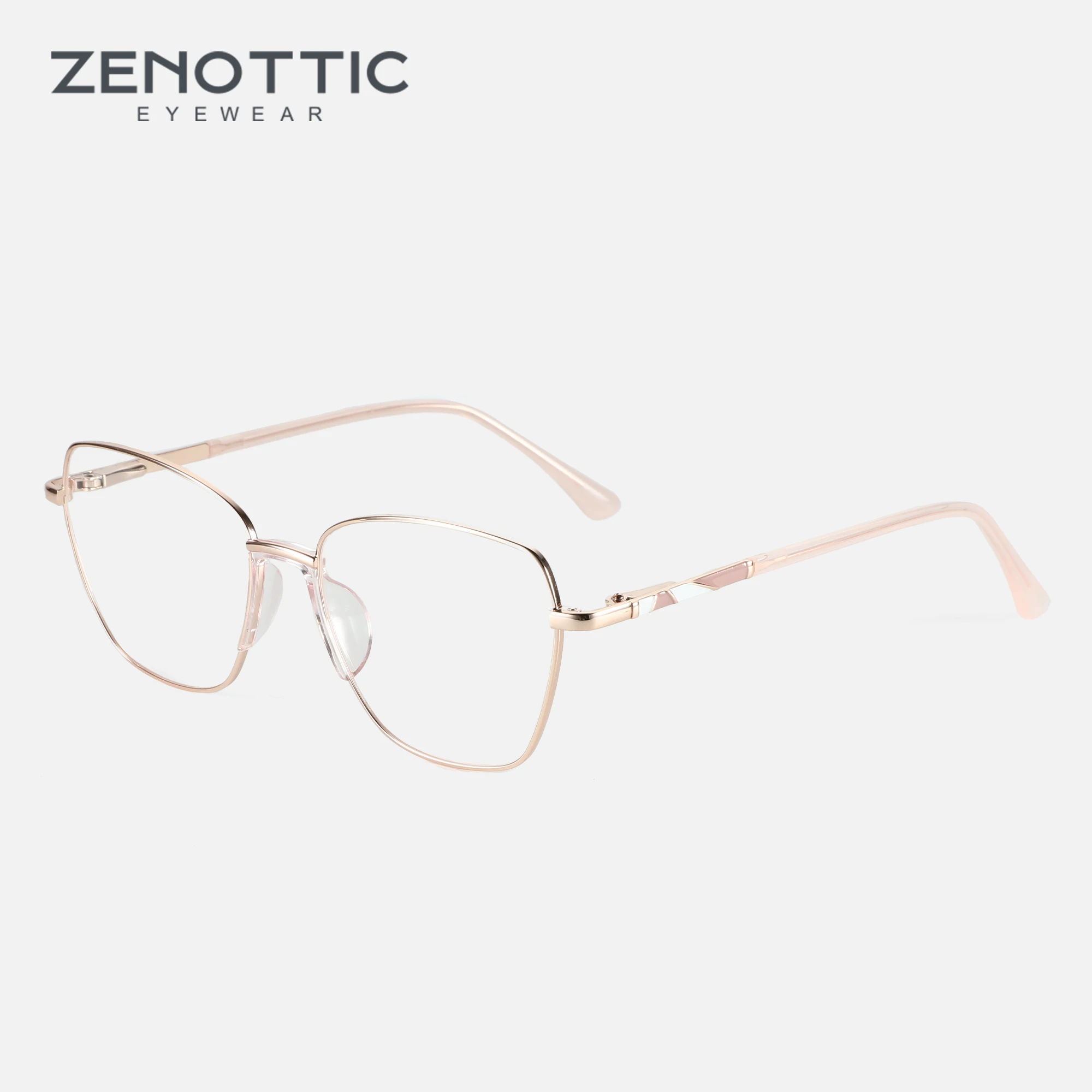 

ZENOTTIC 2024 Cat Eye Optical Glasses Frame Ladies Ultralight Metal Eyewear Fashion Butterfly Non-Prescription Eyeglasses 1015