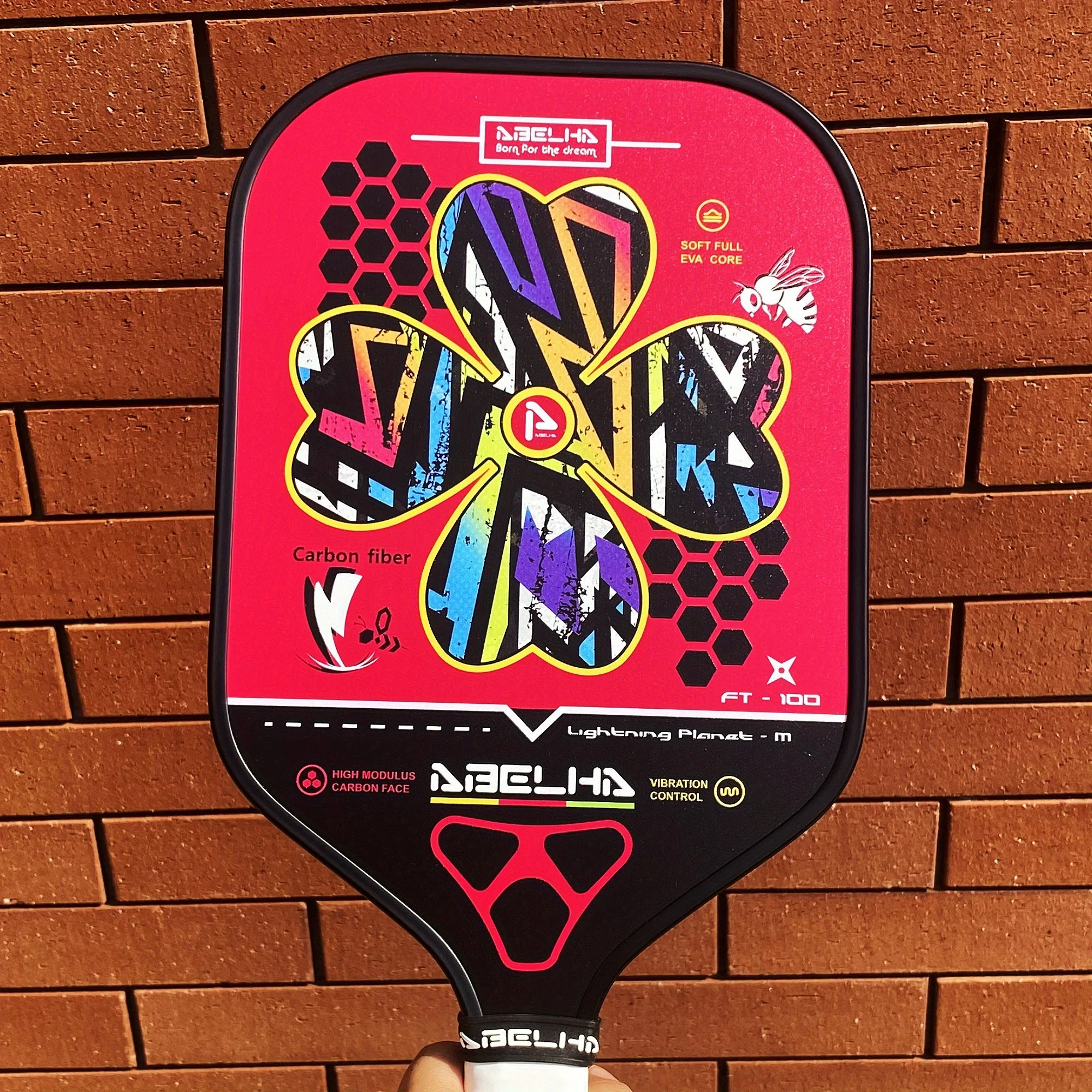

Розовая ракетка для пиклбола ABELHA, профессиональная спортивная ракетка из углеродного волокна, сильная вращение и мощная поверхность