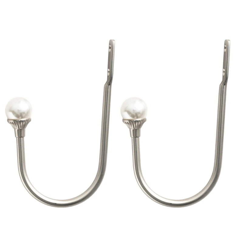 1Pair Pearl Beads Ushape Curtain Hooks Pothook Wall Tiebacks Hangers Coat Hat Hook Curtain Accessories Holdback 45BE