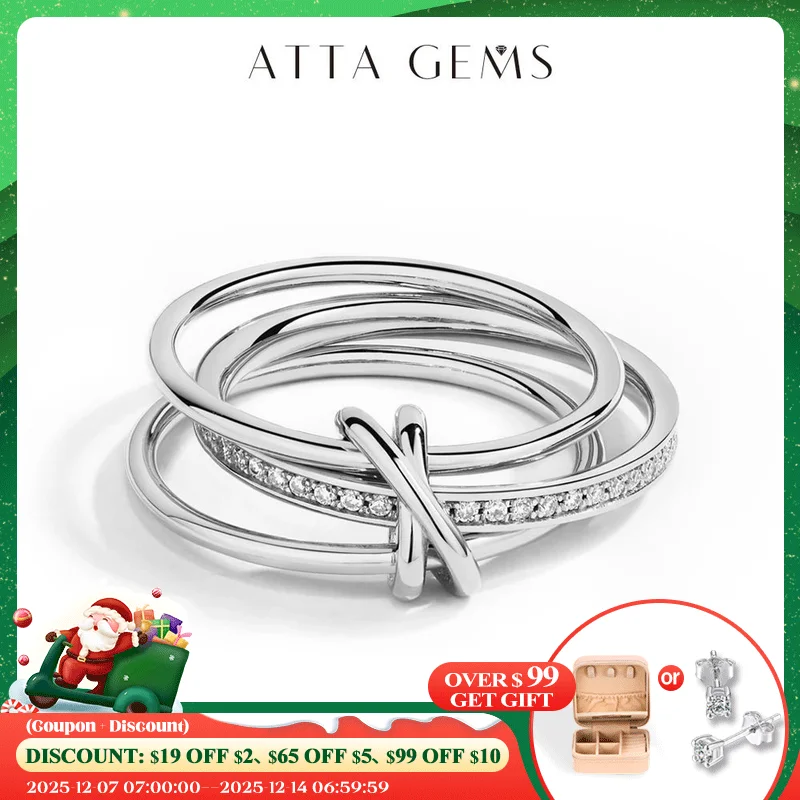 

ATTAGEMS 2025 New Moissanite Ring DVVS1 Diamond S925 Sterling Silver 3 Ring Connect Design Engagement Jewelry for Women Men Gift