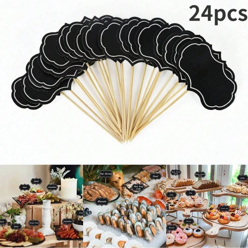 24pc Mini Blackboard Paperboard Message Slate Business Card Holder Memo Label Brand Number Table Price For Home Restaurant Party