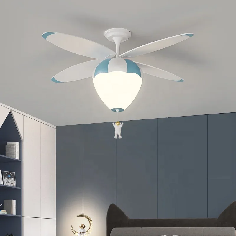 Modern Kids Fan Lights Hot Air Balloon Astronauts Led Ceiling Fan  Intelligent Remote Control Ceiling Fan with Light
