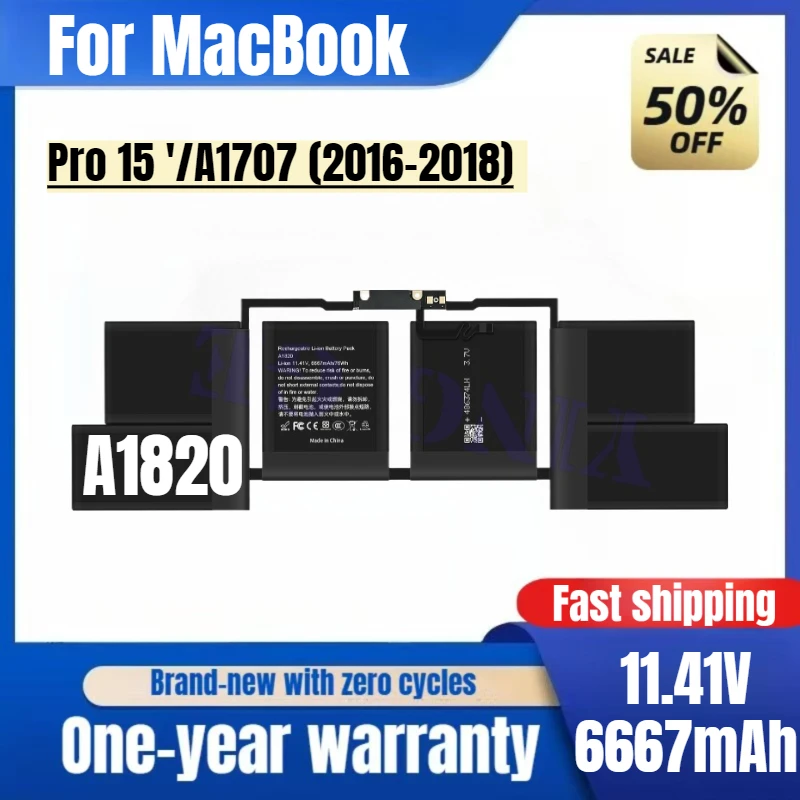 

A1820 for MacBook Pro 15 '/A1707 (2016-2018) Laptop Battery High Quality High Capacity Battery Replacement Bateria Grade A Cell