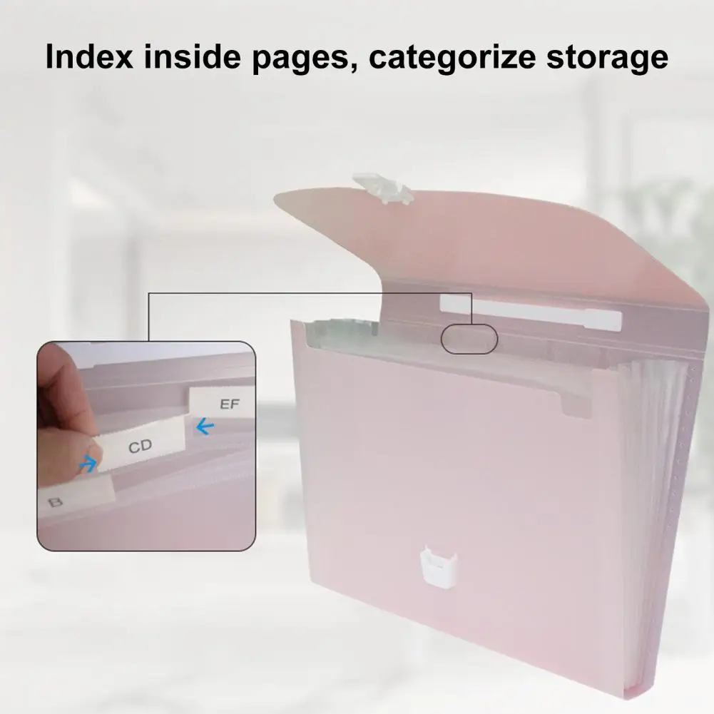 File Folder Multi-pages 13 Pockets with Handle Examination Paper Document Accordion File Organizer School Supplies Candy Color