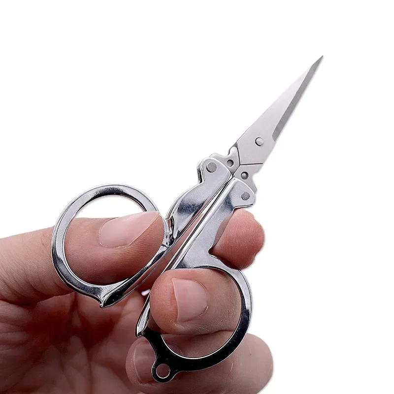 Stainless Steel Folding Scissors Portable Pocket Cutter Knife DIY Handmade Craft Scissors Mini Travel Embroidery Thread Tailor