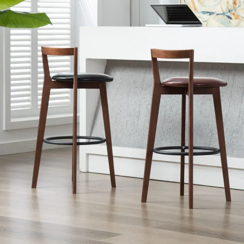 كرسي بار، خشب نورديك صلب، مقعد بار إبداعي بسيط وحديث، شرفة على الطراز الصيني الجديد، كرسي مرتفع بمسند ظهر فاخر خفيف للمنزل #4