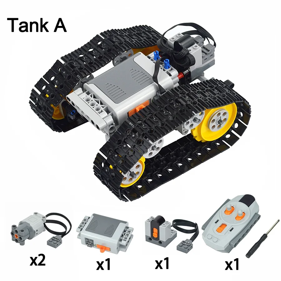 RC Tank Motor MOC Technical with Caterpillar Tank Chain Idea Car Vehicle Building Blocks City Military Bricks Toys For Kids Gift