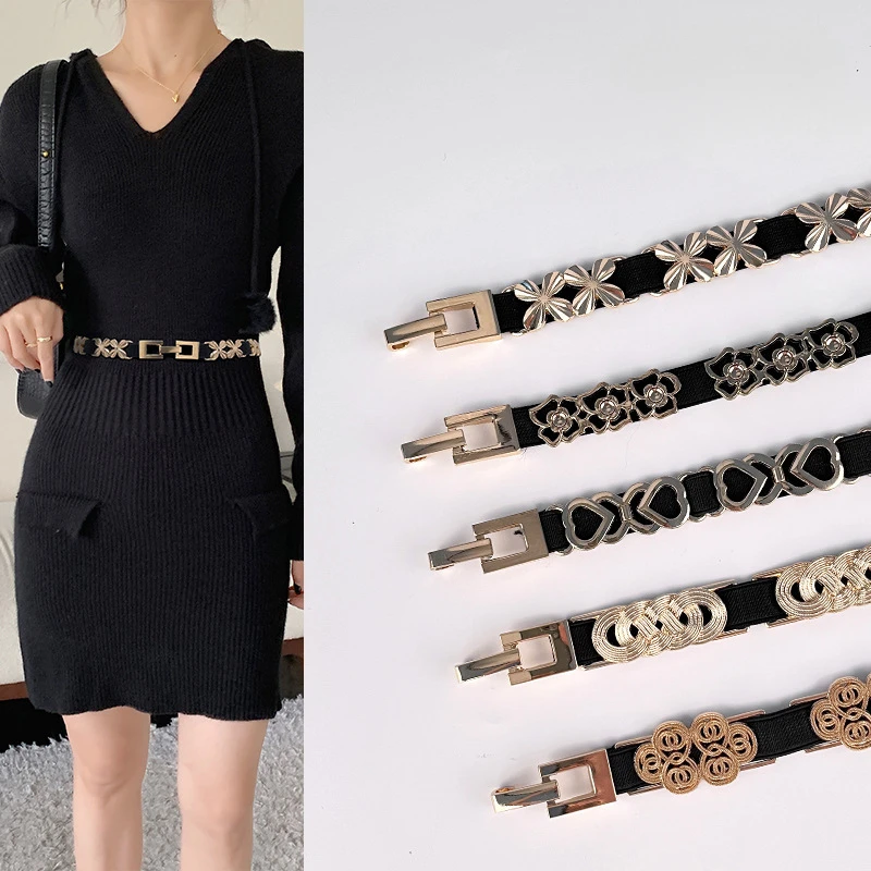 Women Elastic Slim Belt Summer Fashion Minimalist Cinch for Dress Waistband Decorative High Waist Adjustable Waist Belt