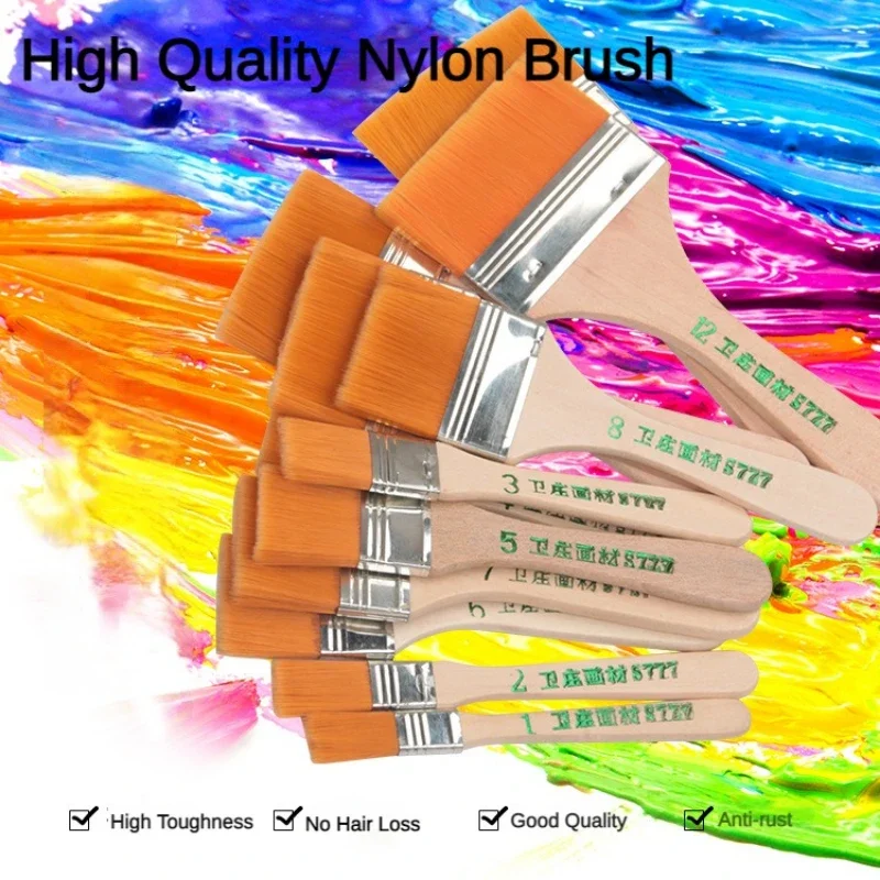 Imagem -02 - Nylon Paint Brushes Conjunto para Desenho a Óleo Acrílico Aquarela Escova Pintura de Madeira Escola de Arte Suprimentos Papelaria Memória Nylon 12 Pcs