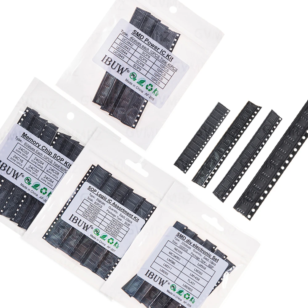 NE555 LM358 TL431 24C04 24C08 UC3844 UC3845 SOP-8 24C02 74HC00 SMD Power Supply IC Kit LM393 UC3842 UC3843