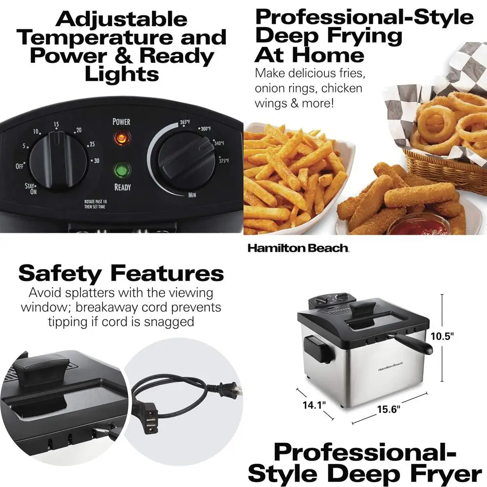 

Фритюрница из нержавеющей стали объемом 4,5 л с корзиной, крышкой и контролем температуры