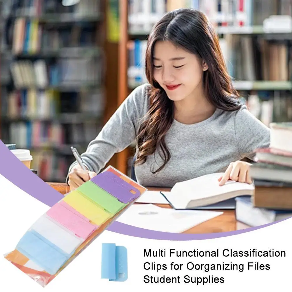 6pcs Colored Paper Clips Photo Holder Multi Functional Classification Clips For Oorganizing Files Student Supplies