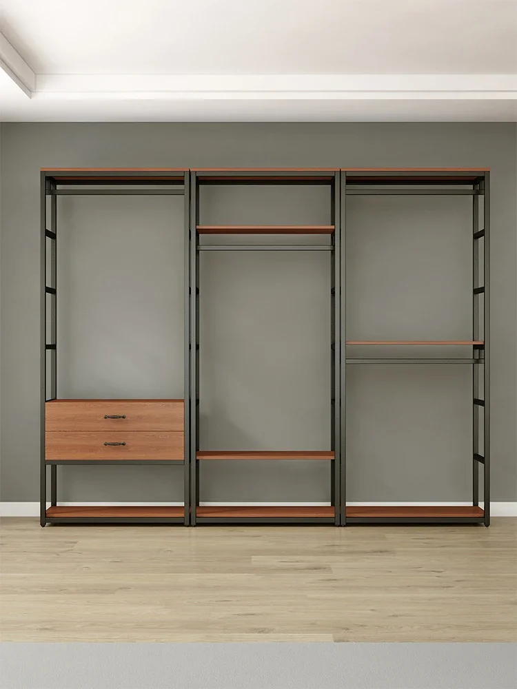 Walk-in wardrobe rack, cloakroom storage rack, metal iron open style clothes rack, bedroom floor hanging clothes rack