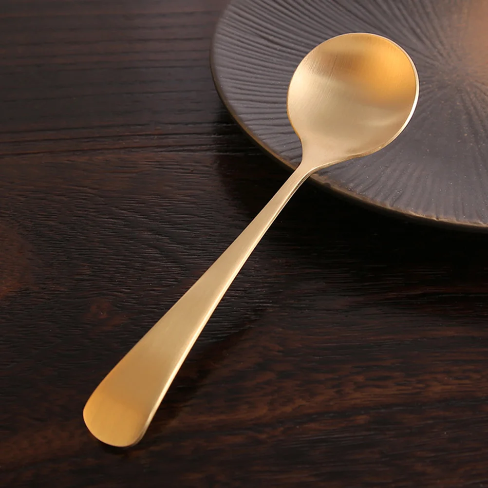 

2 Pcs Porridge Handmade Pure Copper Spoon Ramen Spoons Round Home Supplies Child Tablespoons