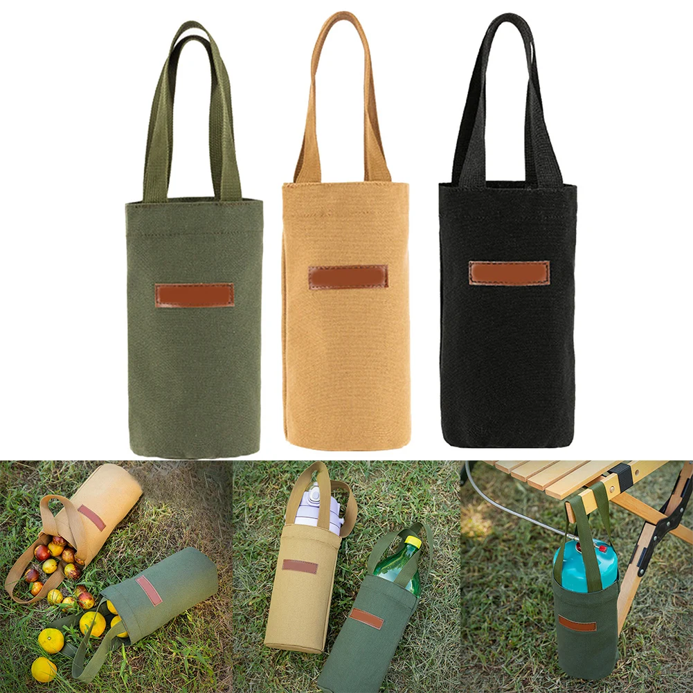 1PC Canvas Water Cup Bag Glass Cup Insulated Mug Protective Cover Water Bottle Bag Umbrella Insulated Cup Hand-held Storage Bag