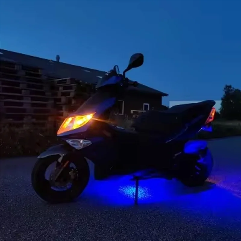 أضواء LED للدراجات النارية RGB التحكم في الصوت موتو الخلفية مرنة مقاوم للماء الديكور ضوء النيون الشريط