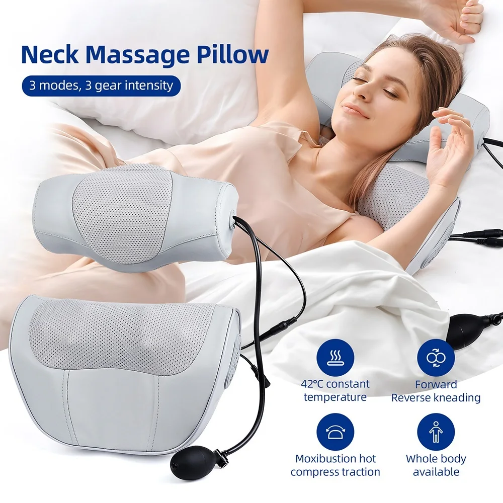 2 IN 1 Electric Neck And Back Massage Pillow Lumbar Massager Waist Kneading Massage Cushion Shiatsu Head Shoulder masajeador