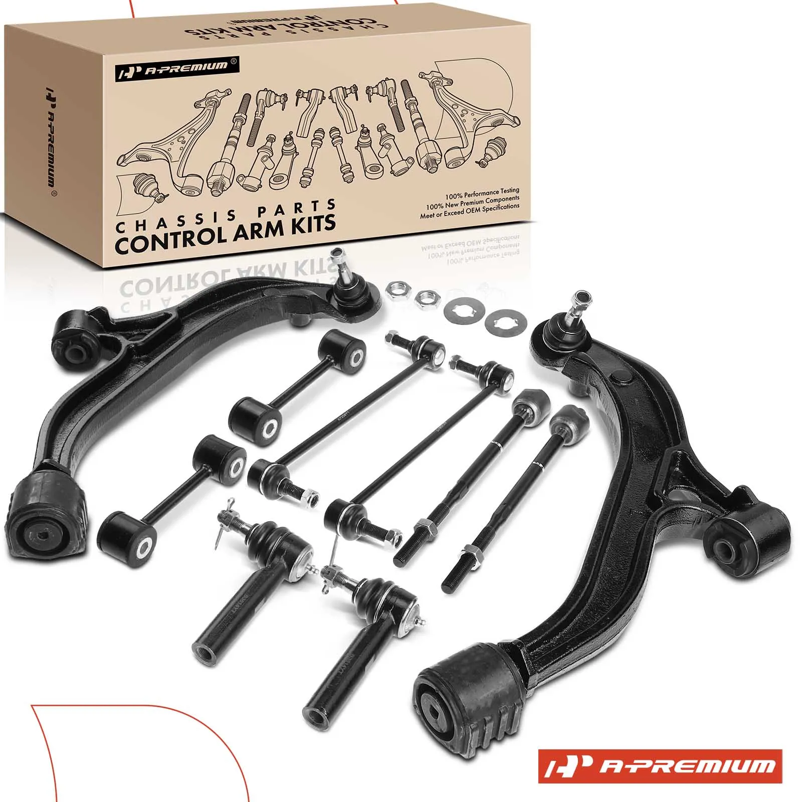 A-Premium 10x Front Lower Control Arm with Ball Joint Sway Bar Link Tie Rod End for Dodge Grand Caravan 2005-2007